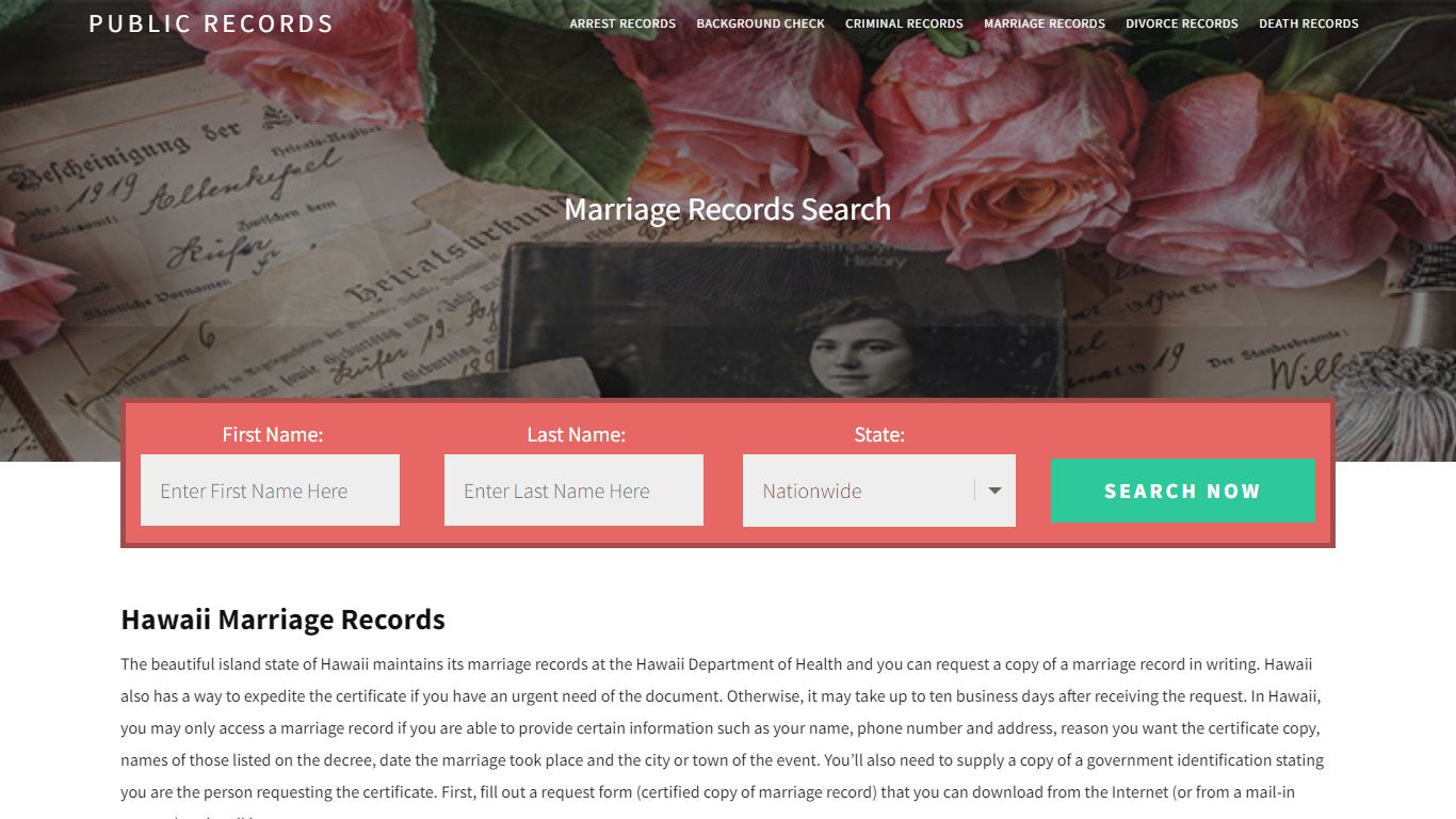 Hawaii Marriage Records | Enter Name and Search. 14Days Free